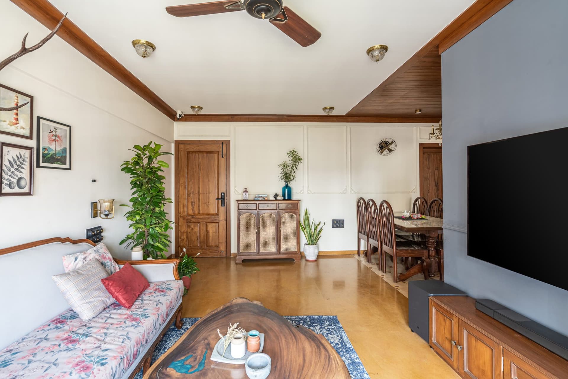 A Coherent Colonial Charm: Step into a world of timeless elegance and colonial allure with this exquisite 3BHK Apartment located in Powai, Mumbai – Designed by Rebel Designs — interior design by Rebel Designs in Powai, Mumbai