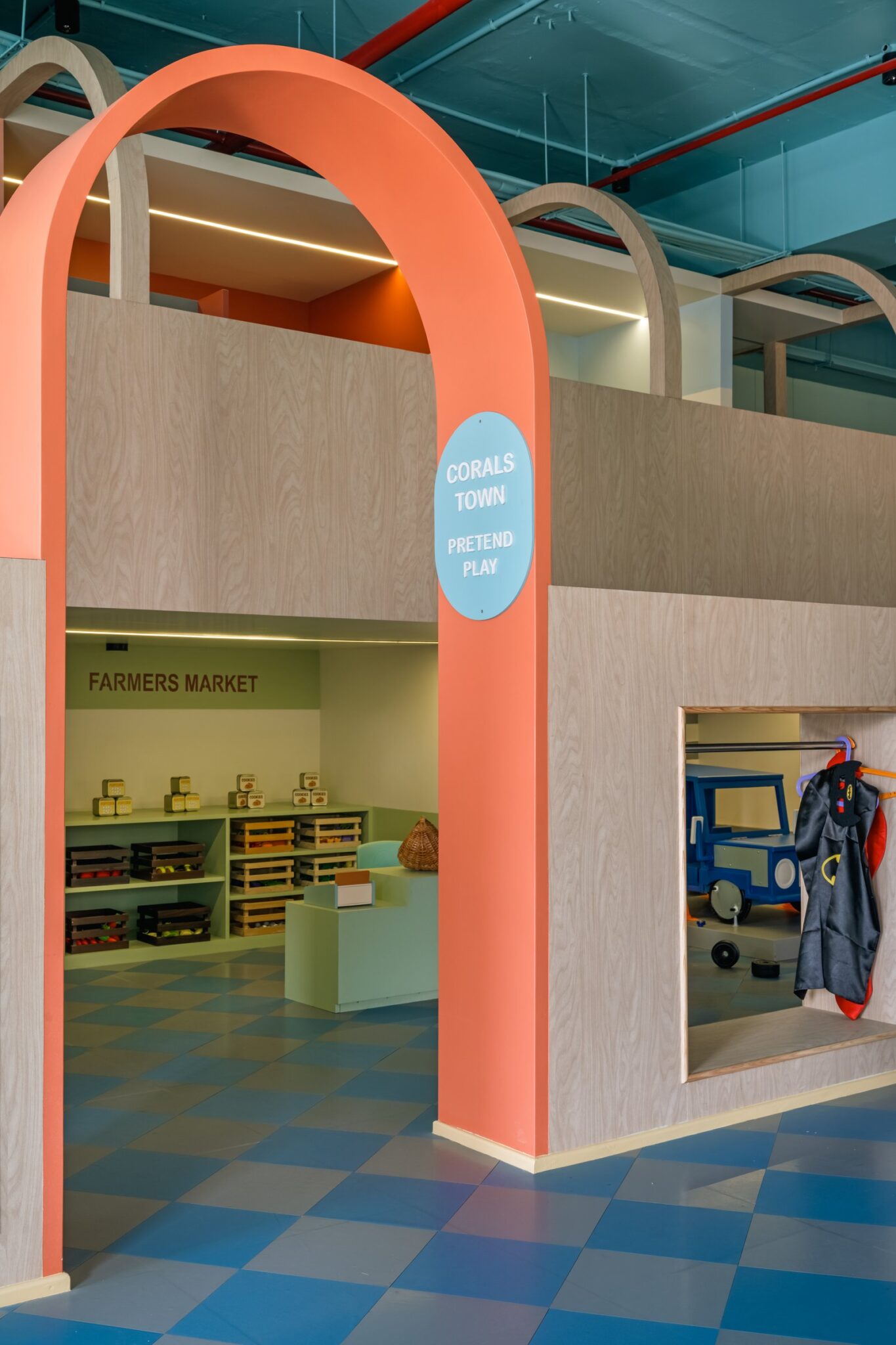 Corals, the Children’s Club: A Coral-Hued Town Built for the Imagination of a Child — interior design by one/079 design studio in Ahmedabad, Gujarat