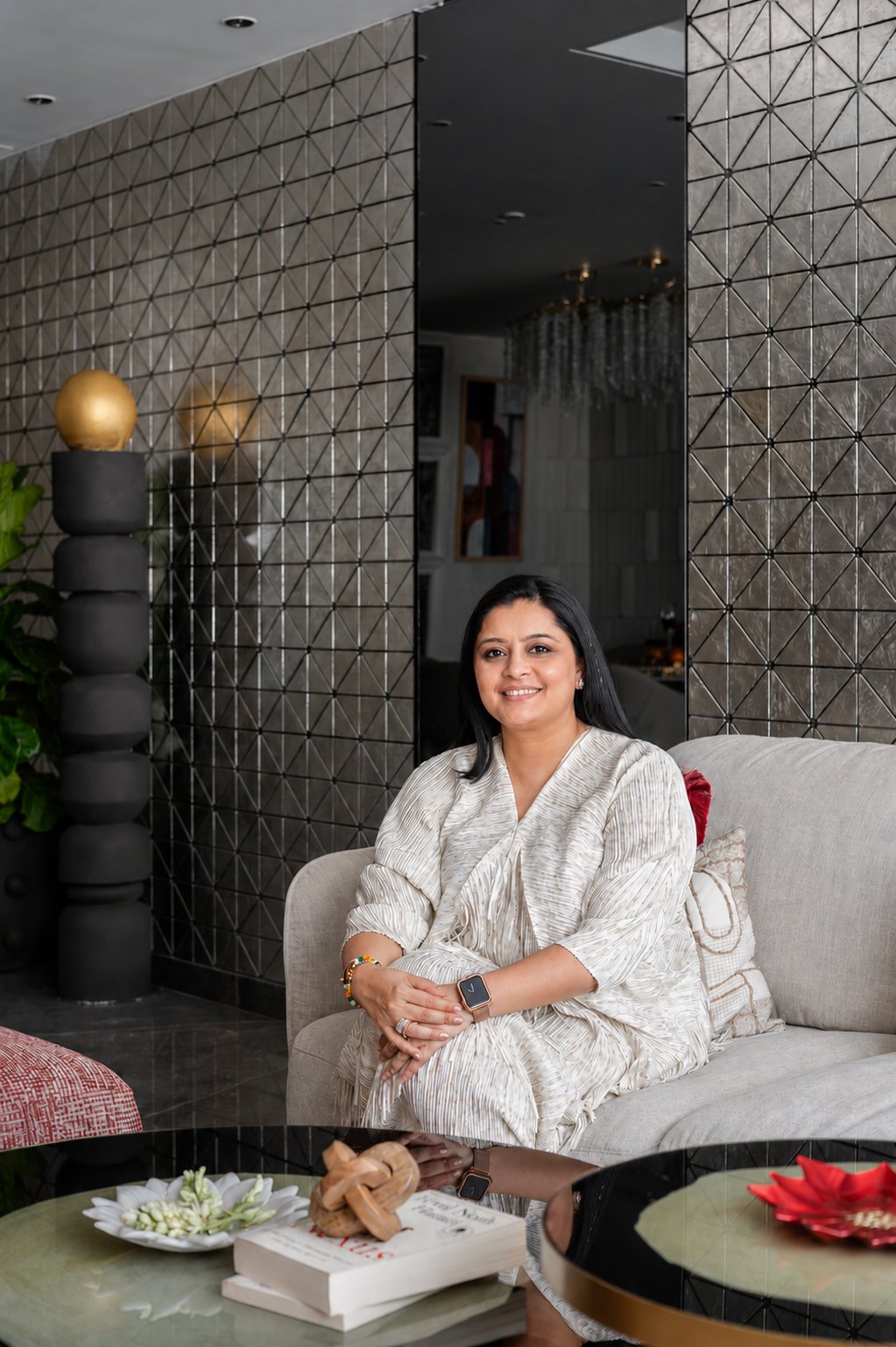 Ronak Doshi of Ron Designs, photographed within the residence she designed