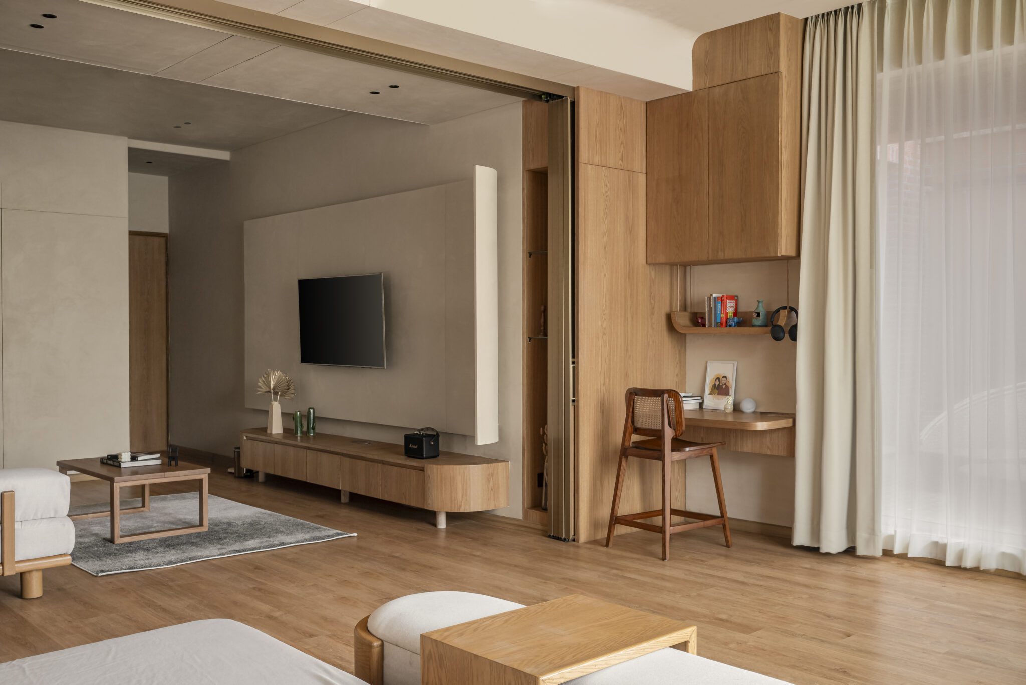 A Serene Extension in Vadodara Where Japandi Aesthetics Blend with Nature — Space Tattva Design Studio, 