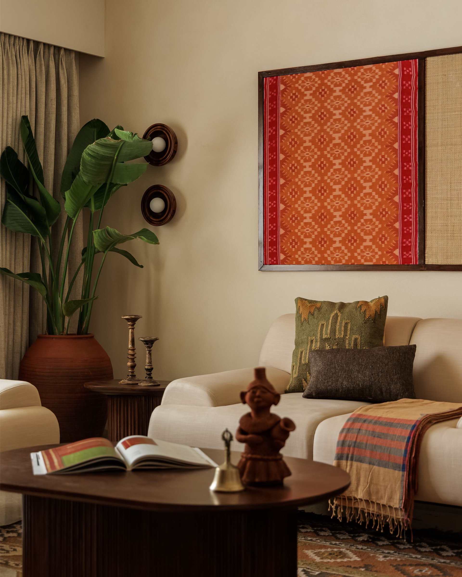 A closer view of the seating arrangement, each object set with enough space to register individually