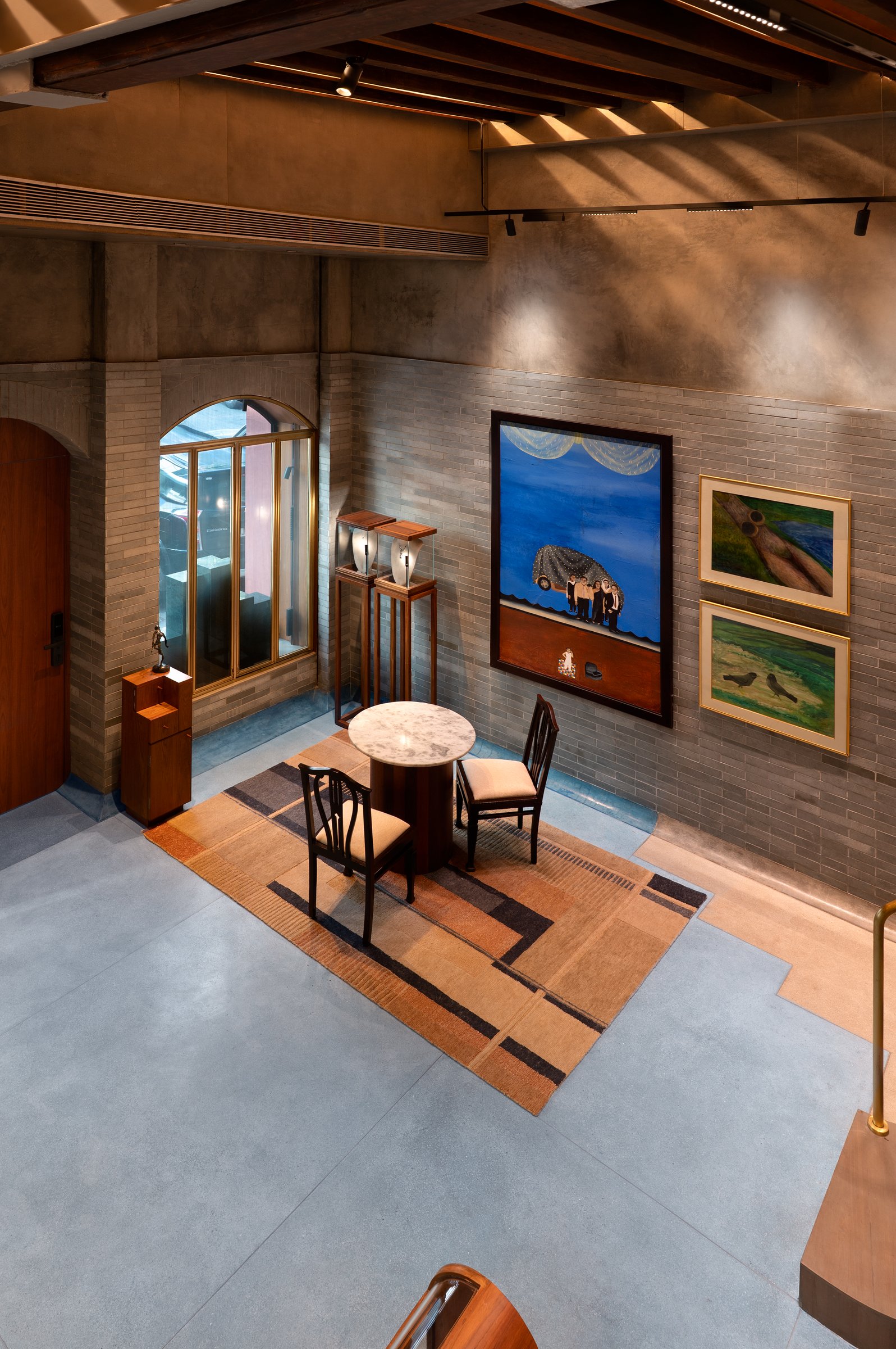 Seen from the mezzanine, the retail floor reads as a considered composition in plan