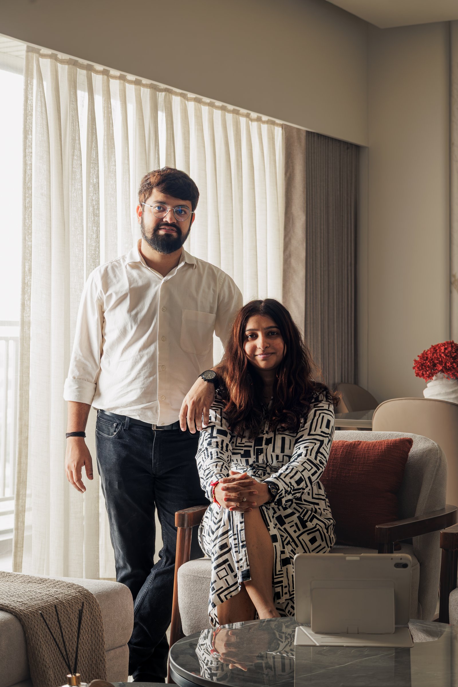 Architects Khushbu Shah and Mehul Solanki of MK's Atelier, within the home they shaped